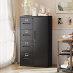 Metal Storage Vertical Filing Cabinet with Lock, Steel File Locker with 4 Drawers and 1 door for School, Living Room, Bedroom