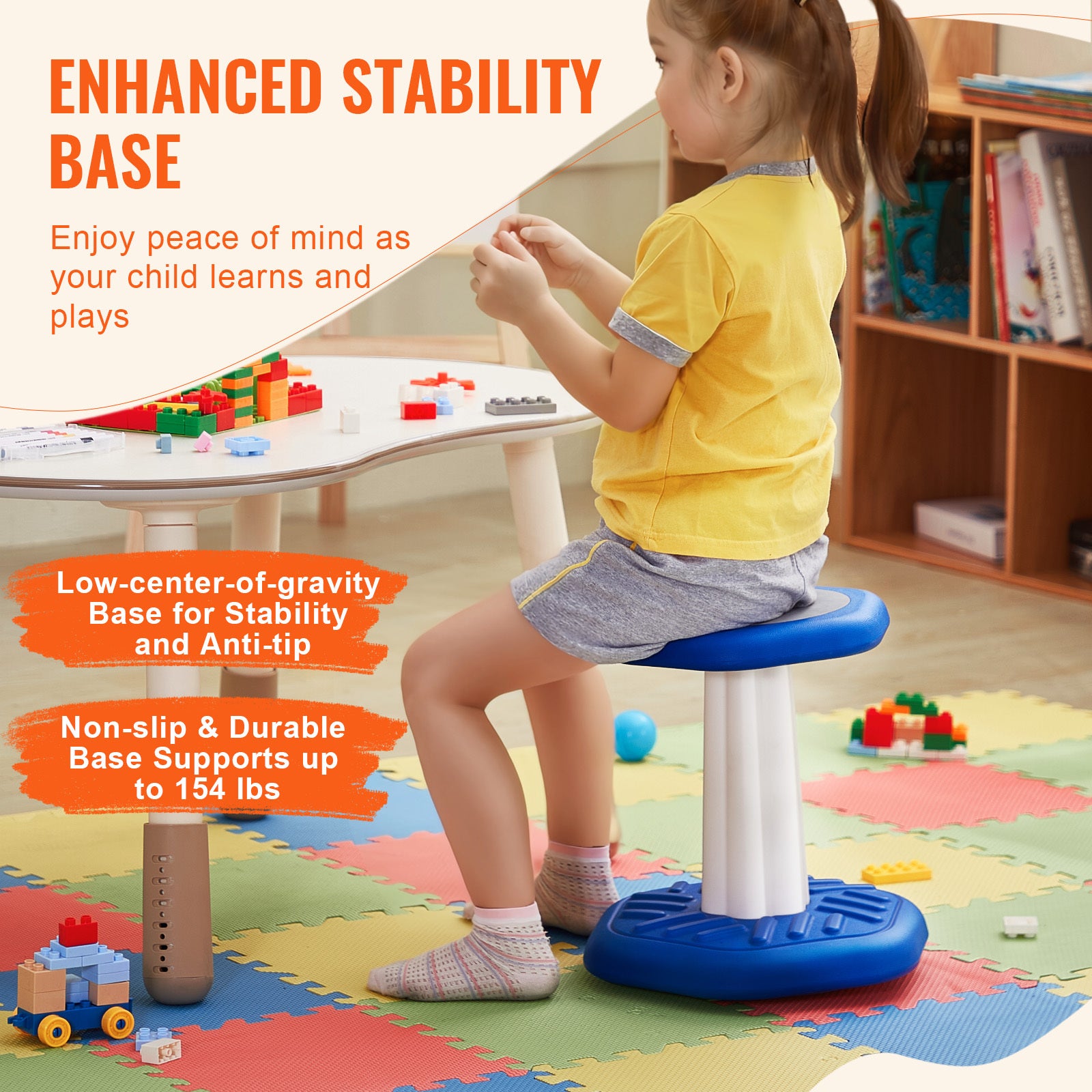 Kids Wobble Chair, Active Chair with Sponge Cushion, Wobble Stool Improves Focus, Posture and Calm Children, Ideal for School