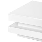 ON-TREND High Gloss Minimalist Design with LED Lights, 2-Tier Square Coffee Table, Center Table for Living Room, 31.5''x31.5''x14.2'', White - Grand Goldman Shop