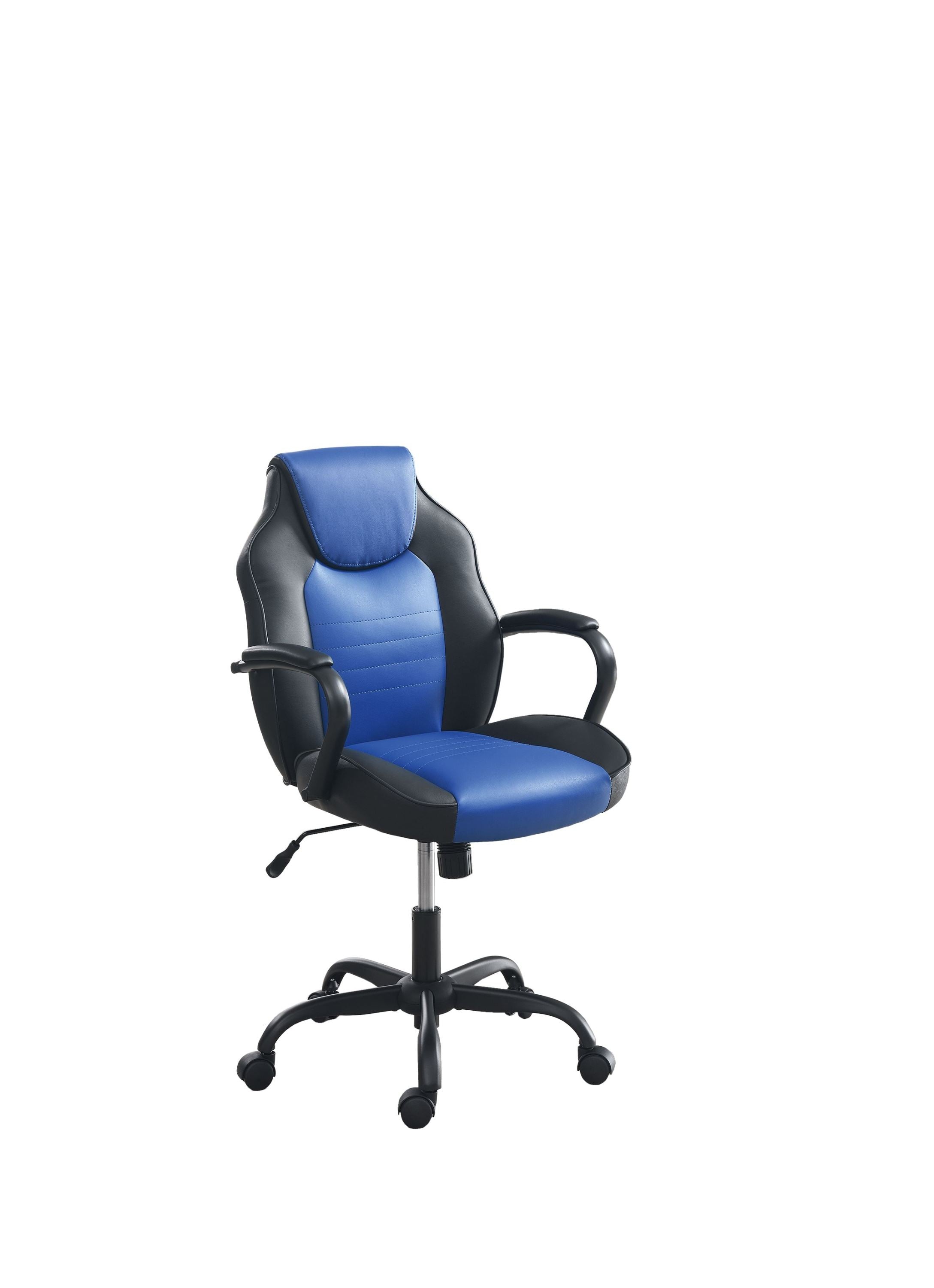 Office Chair Adjustable Height Office Chair Blue and Black Faux Leather - Grand Goldman