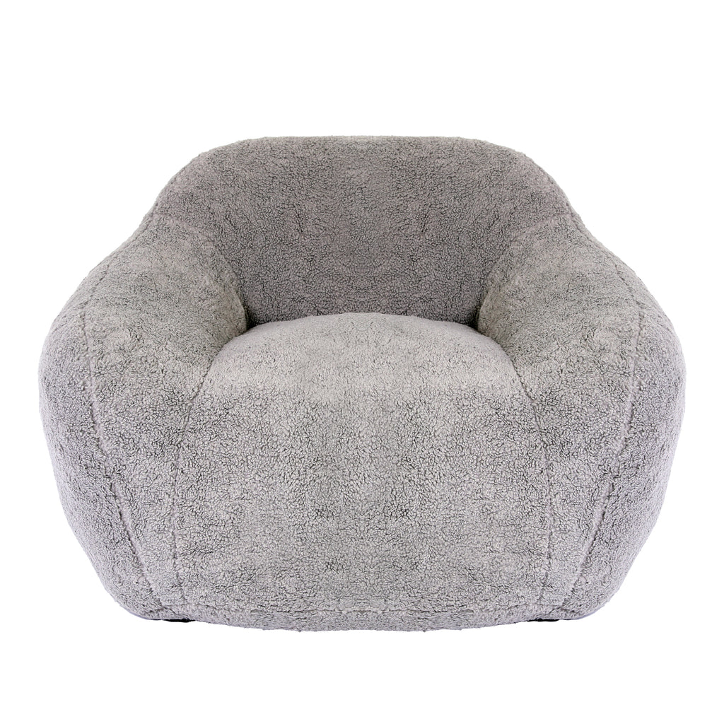 Giant Bean Bag Chair for Adults, Spacious Memory Foam Bean Bag Sofa with Armrests in Light Gray Teddy Fabric, Comfy Seating for Living Room or Bedroom - Grand Goldman Shop