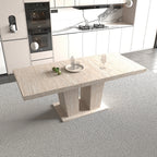 Rectangular extendable dining table, suitable for 6-10 people, with veined travertine pattern, dimensions 160-200 cm, simple and elegant. - Grand Goldman Shop