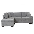 Modern Sleeper Sofa Bed with Storage Ottoman, Gray Linen, 84.75' L Shape Couch for Living Room or Apartment - Grand Goldman Shop