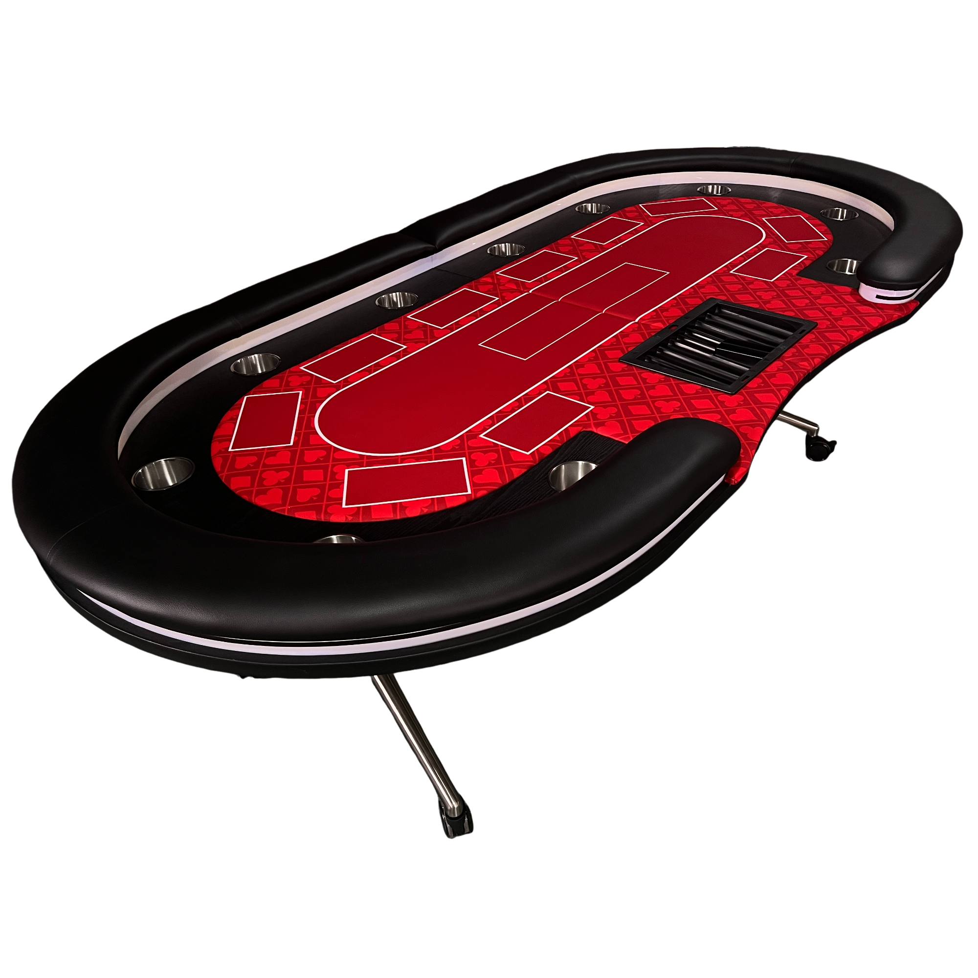 INO Design 94' Fodable Poker Table with Dealer Spot for 10 players, Red | Premium Home Decor - Grand Goldman