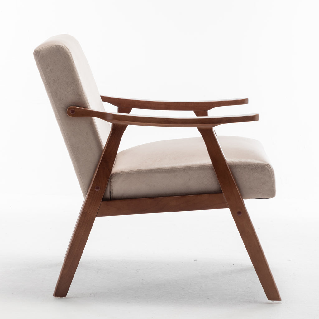 Mid-Century Modern Wingback Accent Chair with Solid Wood Frame and Extra-Thick Backrest – Lounge Chair for Living Room, Bedroom, or Reading Room - Grand Goldman Shop