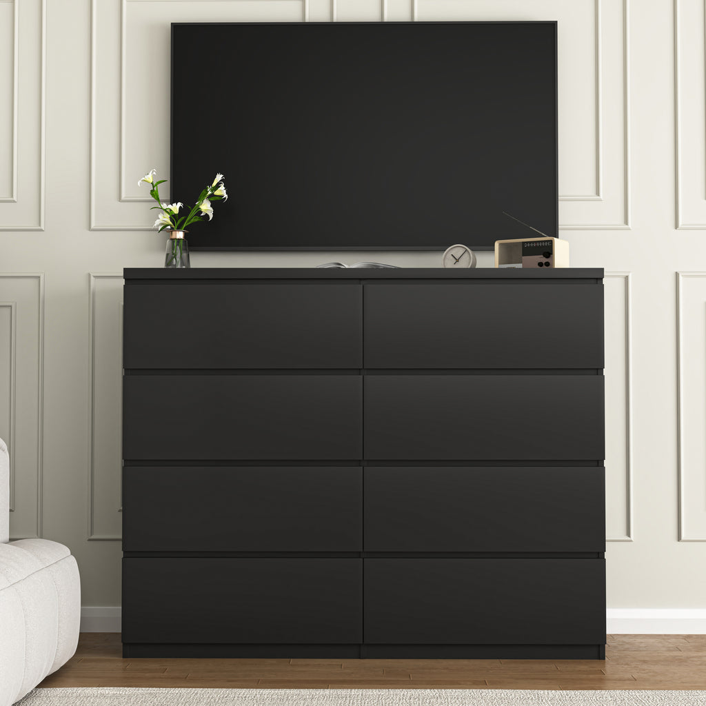 8 Drawers Dresser for Bedroom, Wood Bedroom Dresser Modern Drawer Chest, 8 Chest of Drawer, Tall Dresser for Closet, Dressers Organizer for Living Room, Closet,Black - Grand Goldman Shop