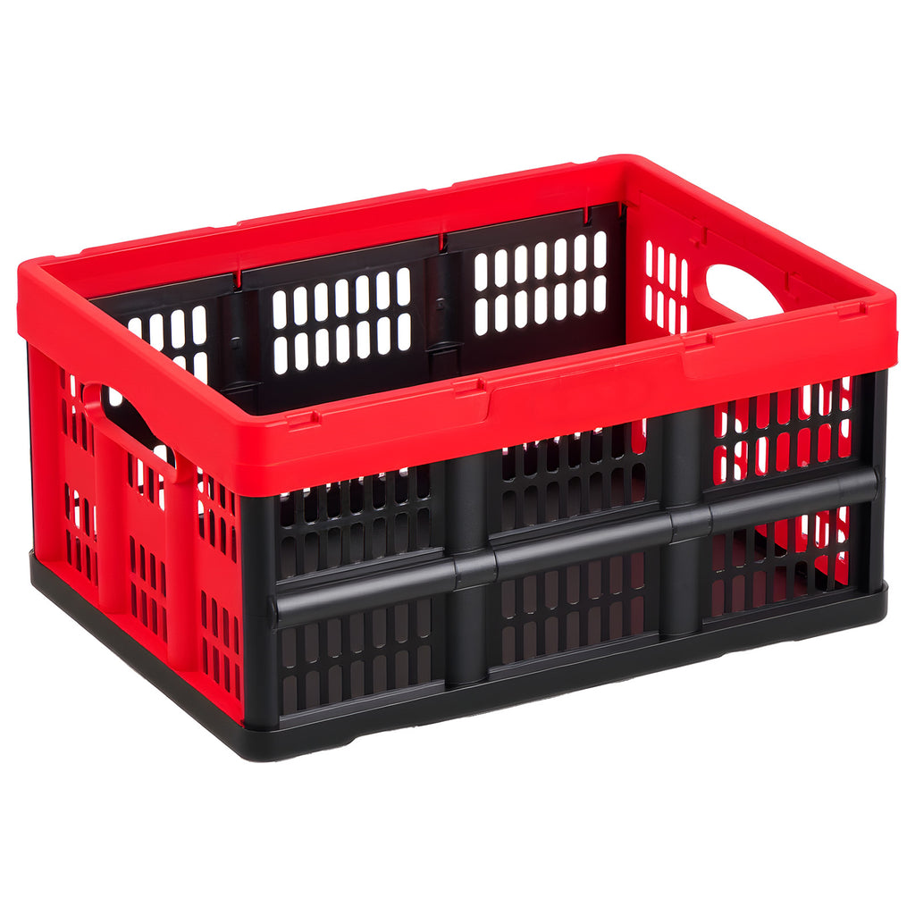 Plastic Collapsible Storage Bins, 32L 3 Packs, Stackable Folding Storage Crates with Handles, Holds 26 lbs Per Bin, Foldable Heavy Duty Containers, Space-Saving Baskets, for Home Organizing - Grand Goldman Shop