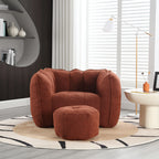 Soft Chenille Bean Bag Chair with High Resilient Foam for Living Room and Bedroom, Comfortable Square Lazy Sofa with Footstool for Adults - Grand Goldman Shop