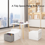 Kids Table and 2 Chair Set with Storage Bins, 3-Piece Toddler Activity Play Table for Arts & Crafts, Reading, Drawing, Wooden