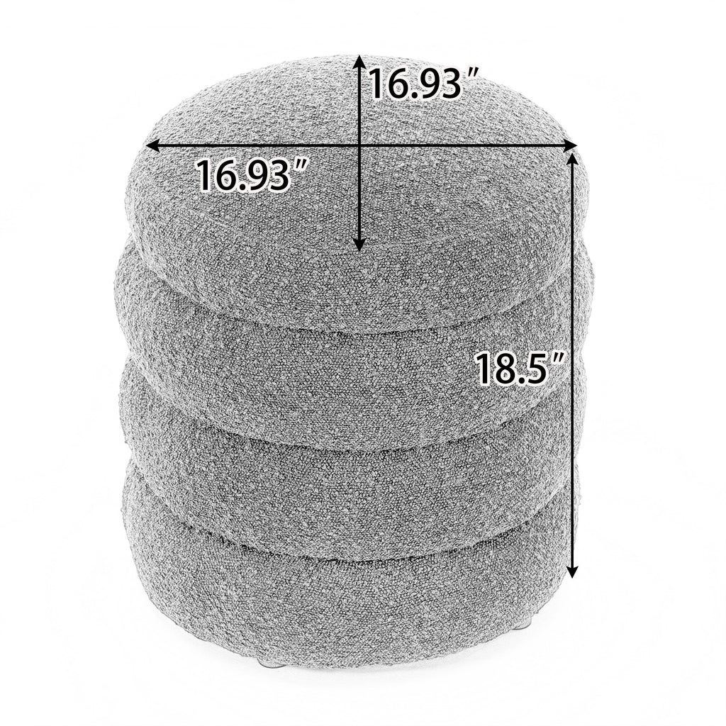 006-Soft Velvet  Round Ottoman Footrest Stool,Ivory - Grand Goldman Shop