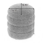 006-Soft Velvet  Round Ottoman Footrest Stool,Ivory - Grand Goldman Shop