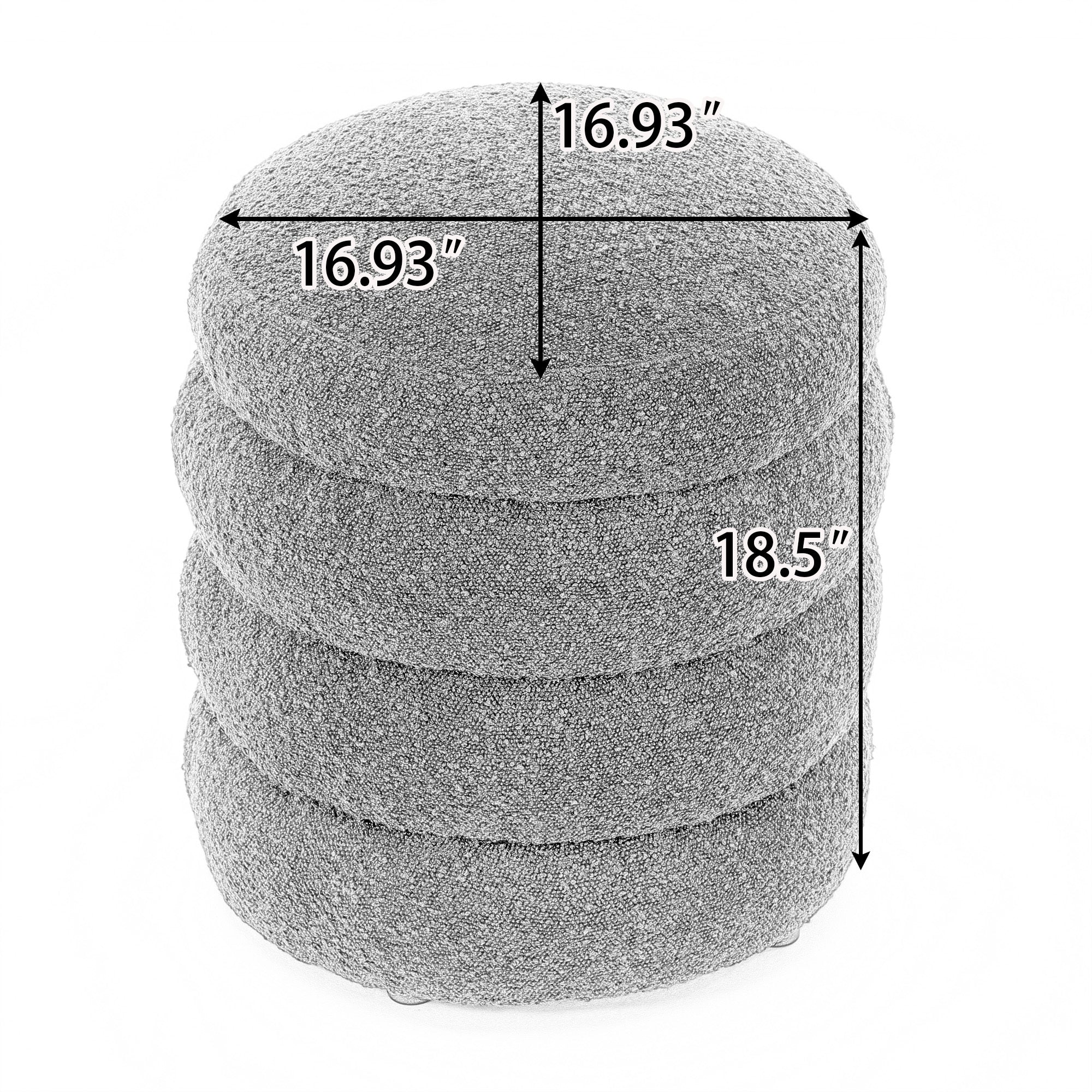 006-Soft Velvet  Round Ottoman Footrest Stool,Ivory - Grand Goldman Shop