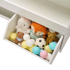 Toy Storage Organizer, Wooden Kids Bookshelf with Storage, Toy Storage Cabinet with 2 Mobile Drawers, Kids Storage Organizer 