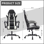 Gaming Chair with Footrest, Ergonomic Computer Chair with Headrest and Lumbar Support, Breathable Material Height Adjustable 
