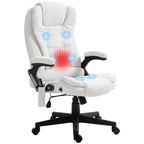 HOMCOM 6 Point Vibrating Massage Office Chair with Heat, Linen High Back Executive Office Chair with Reclining Backrest, Padd