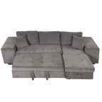 104.5' Modern L-Shape 3 Seat Reversible Sectional Couch, Pull Out Sleeper Sofa with Storage Chaise and 2 Stools for Living Room Furniture Set,Knox Charcoal (old sku:SG000431AAA) - Grand Goldman Shop