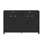 U_STYLE Modern 55.1'' Sideboard Buffet Cabinet with 2 Drawers & 4 Doors, Adjustable Shelves, Wave-Pattern Design, Aluminum Handles, Painted MDF, Scandinavian Storage for Dining Room, Living Room - Grand Goldman Shop
