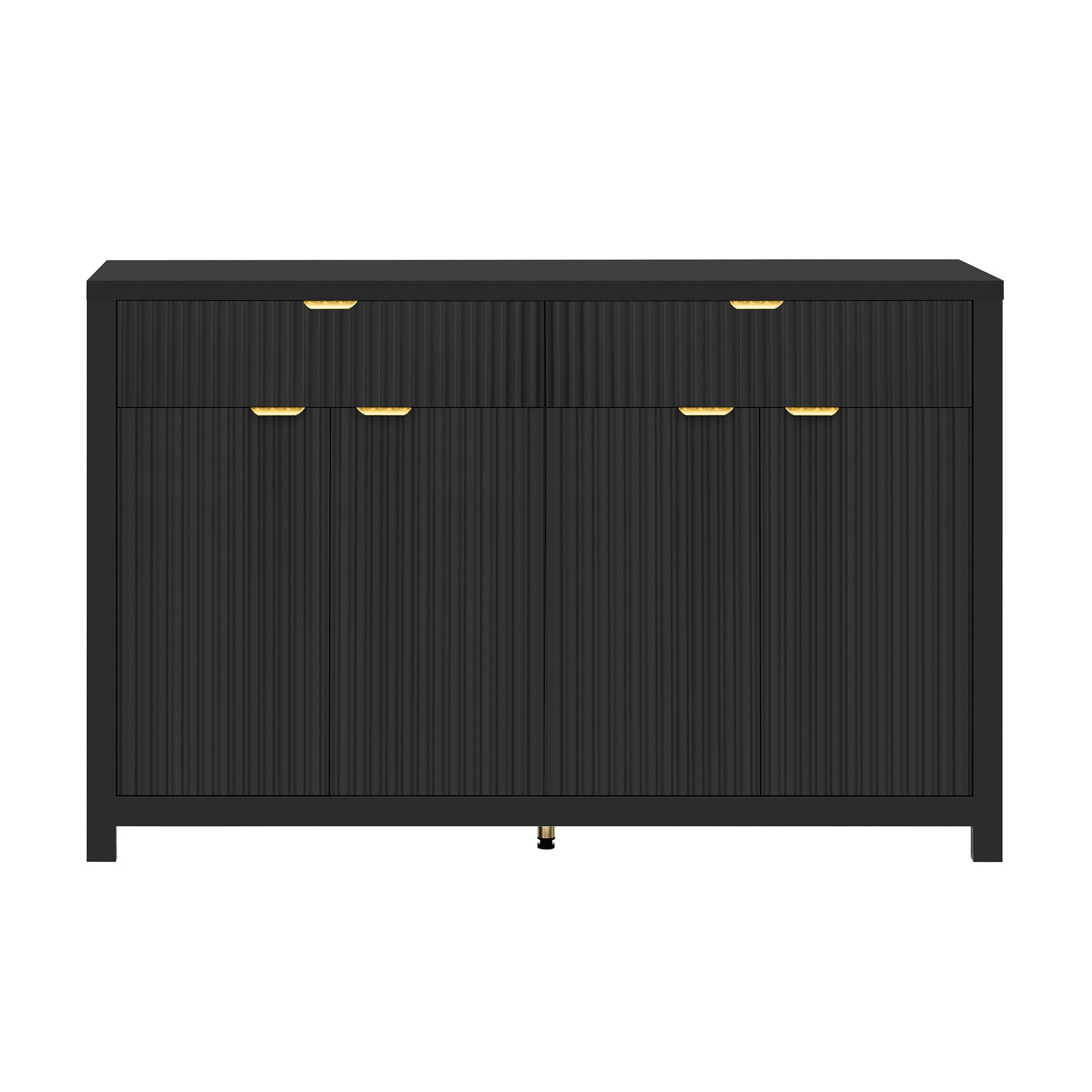 U_STYLE Modern 55.1'' Sideboard Buffet Cabinet with 2 Drawers & 4 Doors, Adjustable Shelves, Wave-Pattern Design, Aluminum Handles, Painted MDF, Scandinavian Storage for Dining Room, Living Room - Grand Goldman Shop