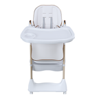 Adjustable Baby High Chair 0-6 Years – Portable Infant Feeding Seat with Safety Belt, Silent Lockable Wheels, White - Grand Goldman Shop