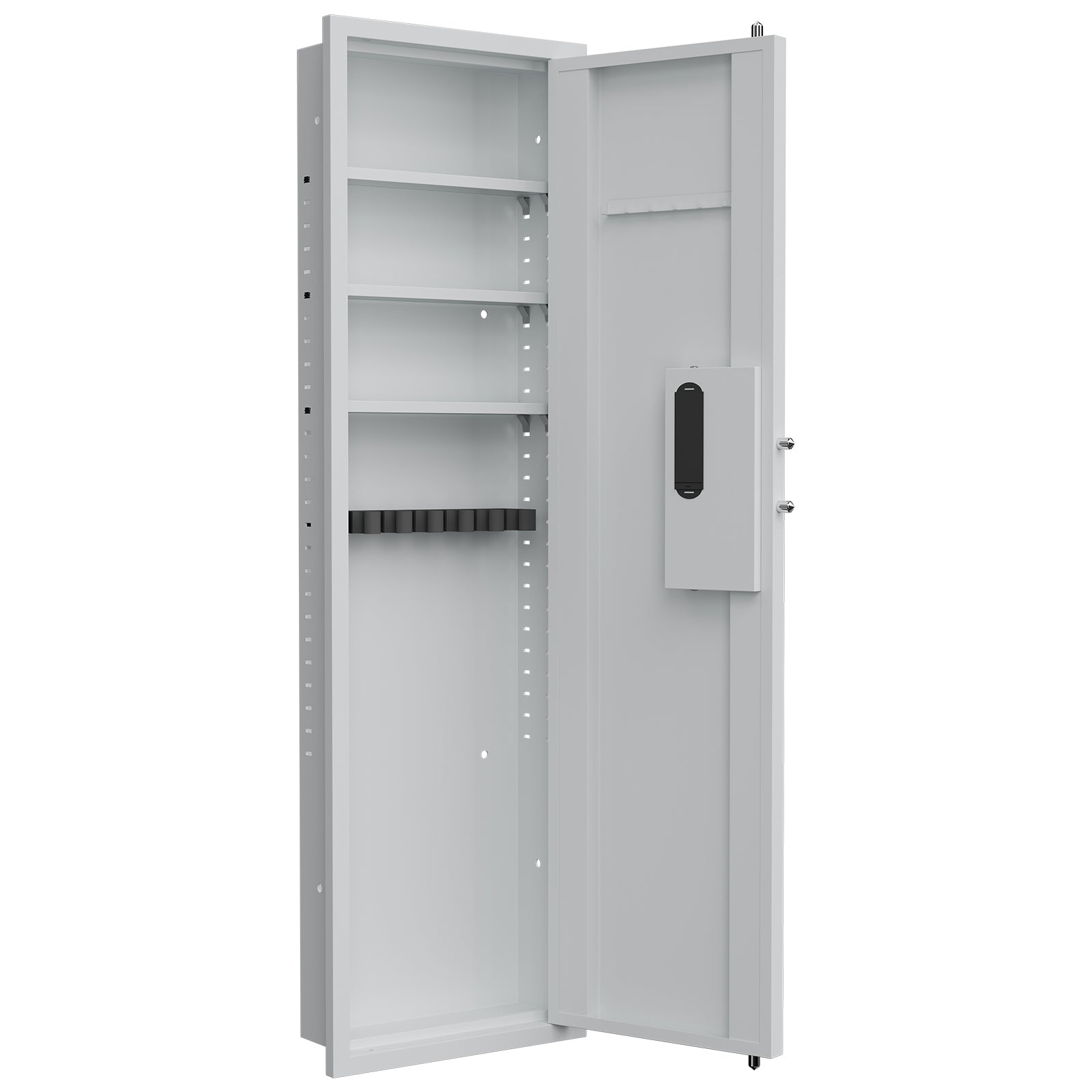 Stylish 53' Fingerprint Touch Panel In-Wall Safe,Hidden Wall Gun Safe for Rifles with Adjustable Shelves,Assembled Storage Mu