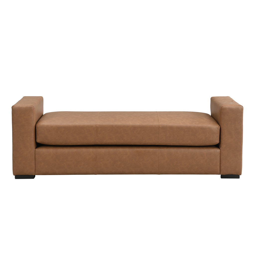 Stylish and Durable Brown Faux Leather Ottoman - Grand Goldman Shop