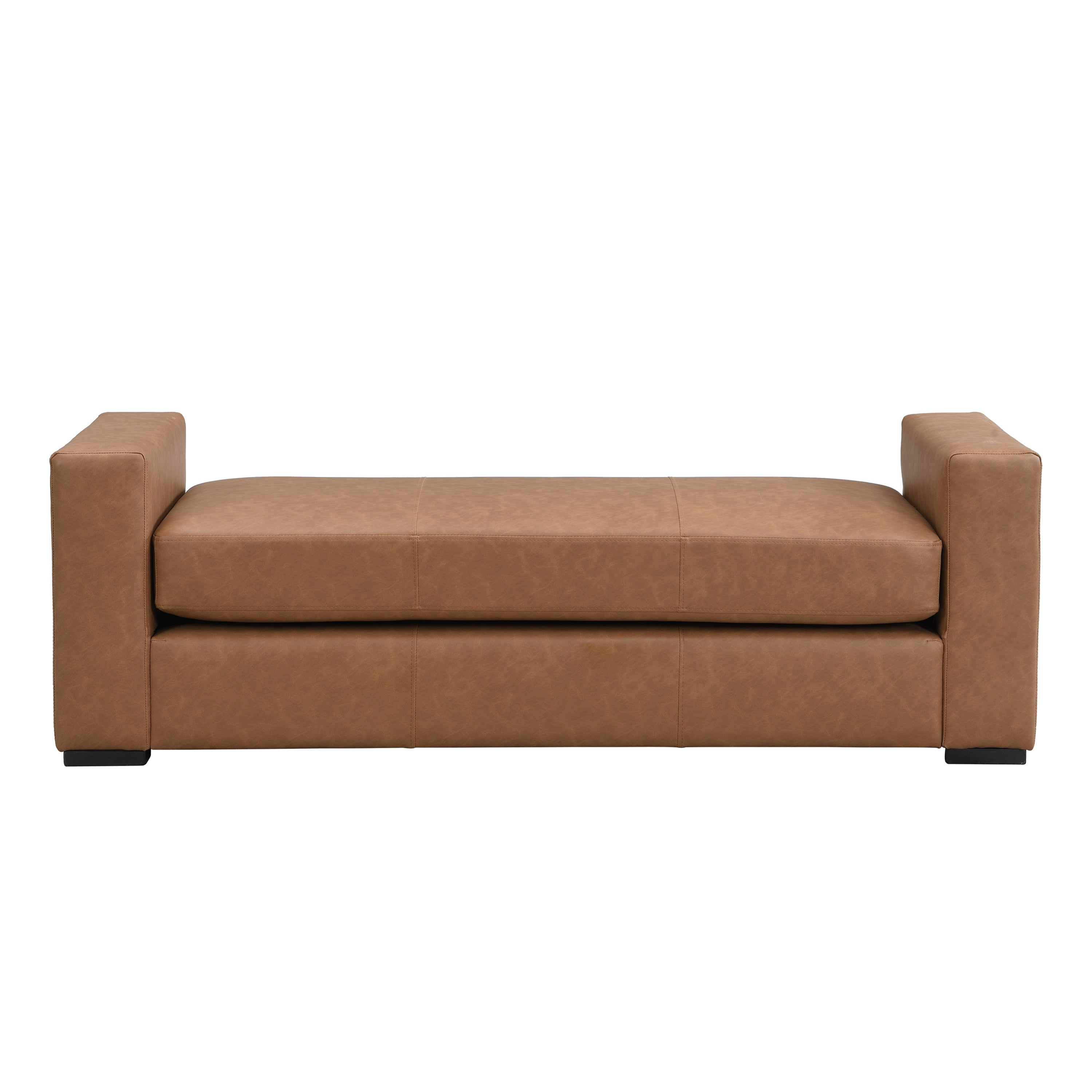 Stylish and Durable Brown Faux Leather Ottoman - Grand Goldman Shop