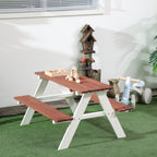 Outsunny Kids Picnic Table Set, Wooden Table & Bench Set, Kids Patio Furniture Outdoor Toys for Garden, Backyard, Aged 3-8 Ye