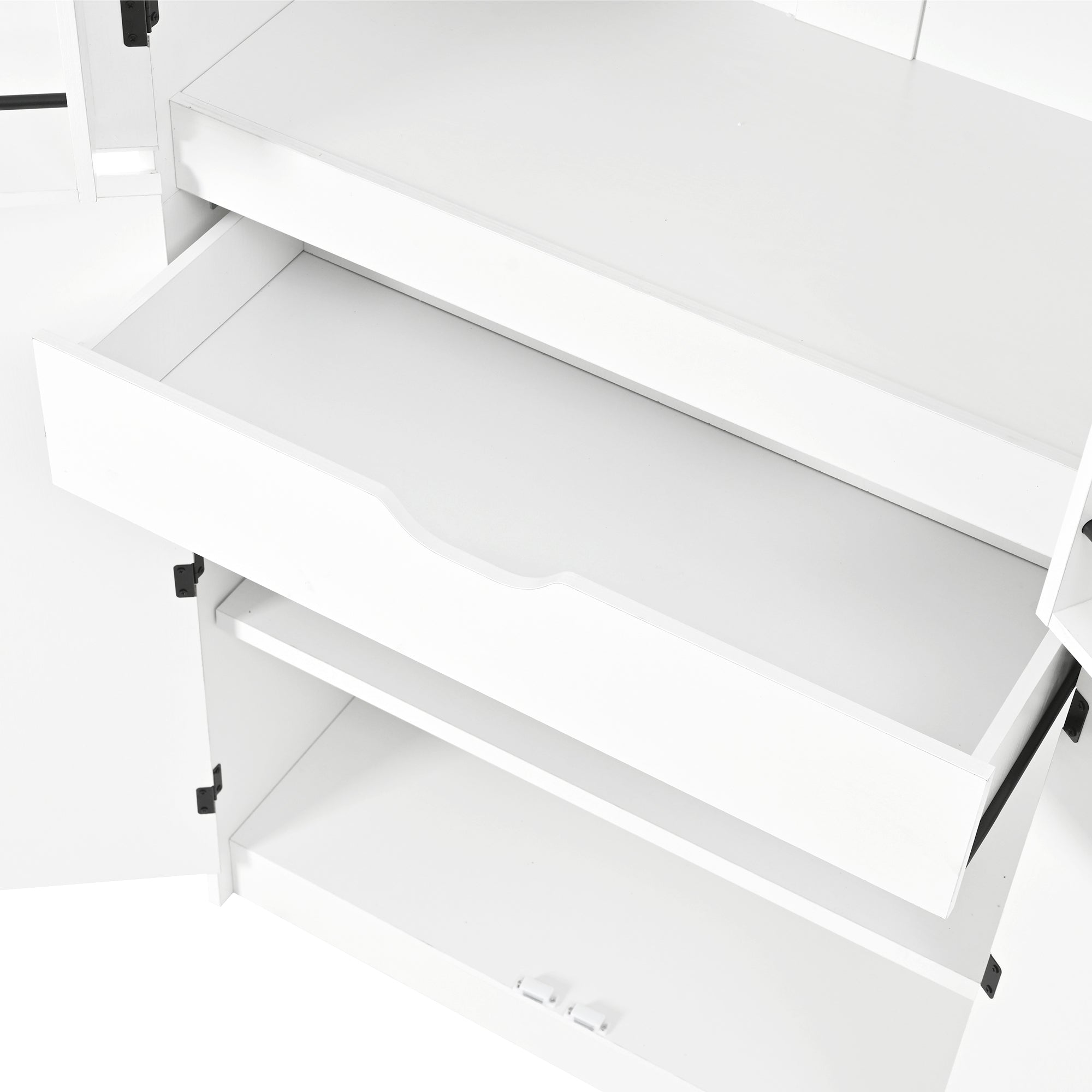 K&K 72' Tall Farmhouse Kitchen Pantry Cabinet with 8 Door Shelves, Curved Design Storage Cabinet with 3 Adjustable Shelves, Hidden Drawer, Versatile Cupboard for Kitchen, Dining & Bathroom, White - Grand Goldman Shop