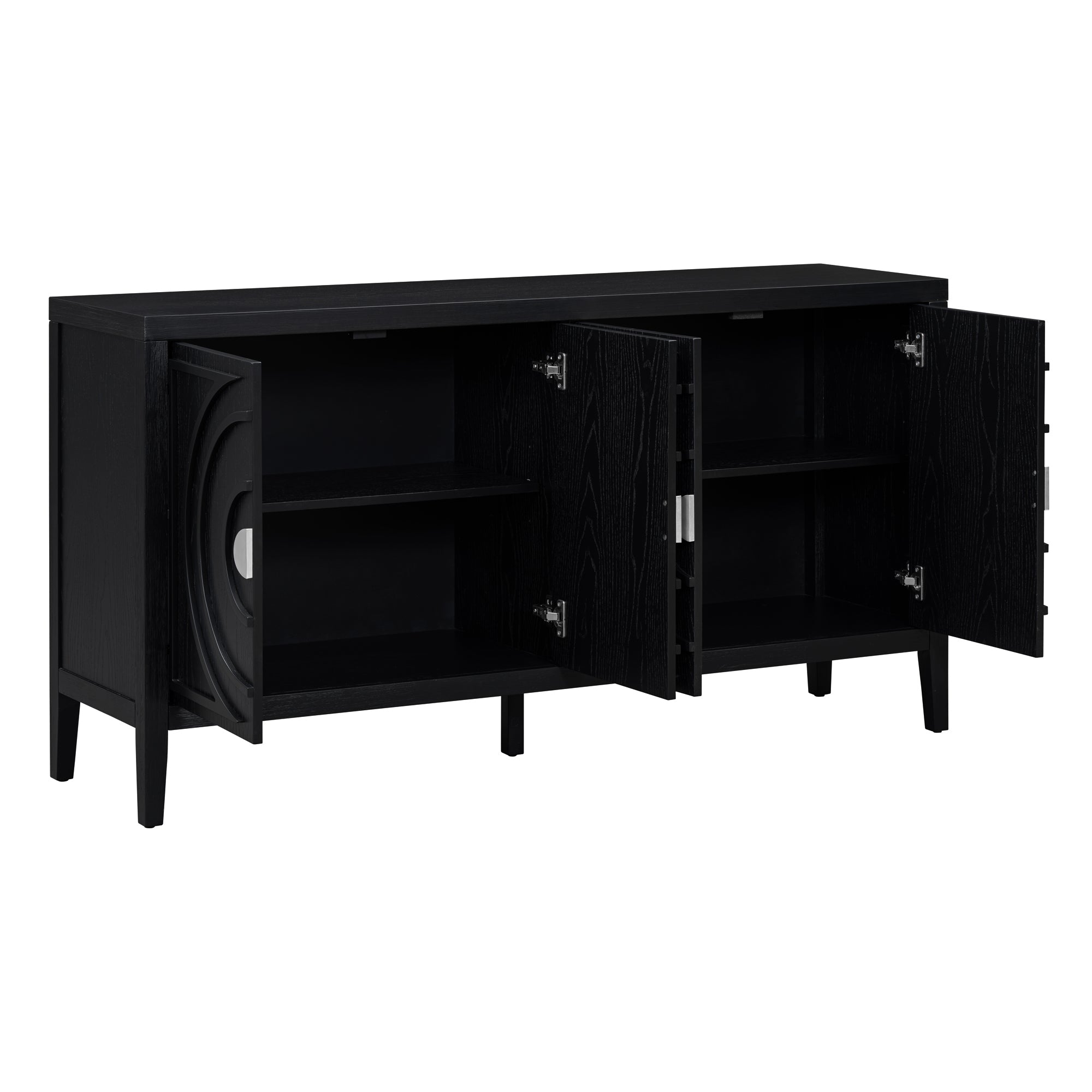 TREXM Retro Sideboard door with Circular Groove Design Round Metal Door Handle for Entrance, Dinning Room, Living Room (Black) - Grand Goldman Shop