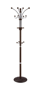 73' Tall Chrome and Wood Coat Rack, Espresso finish - Grand Goldman Shop