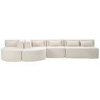 Modern Upholstered L-Shape Sofa with Chaise Lounge and Back Pillows, Beige Boucle Fabric, 144 inches - Grand Goldman Shop