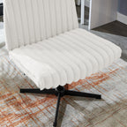 Blynn Adjustable Swivel Criss Cross Chair, Wide Seat Office Chair Vanity Chair, Cream White - Grand Goldman