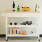Kitchen Island & Kitchen Cart, Rubber Wood Top, Mobile Kitchen Island with Two Lockable Wheels, Simple Design for Easy Storing and Fetching, Two Drawers Give Unique Storage for Special Utensil. - Grand Goldman Shop