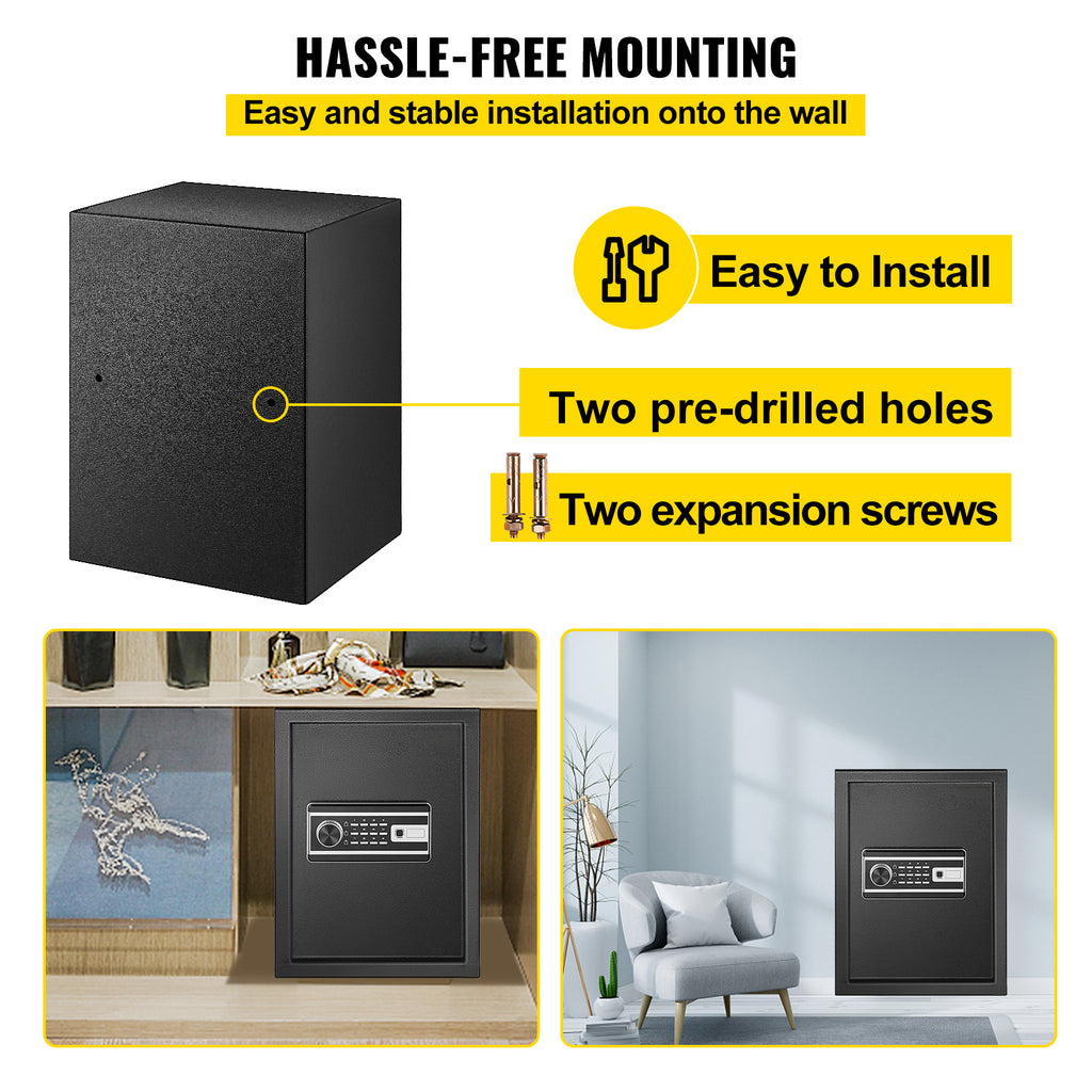Safe Box, 2.1 CU.FT Fingerprint Safe Box for Money w/ 2 Keys & Digital Keypad, Q235 Steel Safe Box for Storing Cash, Jewelry,