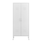 Modern Storage Cabinet with Adjustable Shelves, Magnetic Door Stopper, Aluminum Alloy Handles, and Breathable Design in White