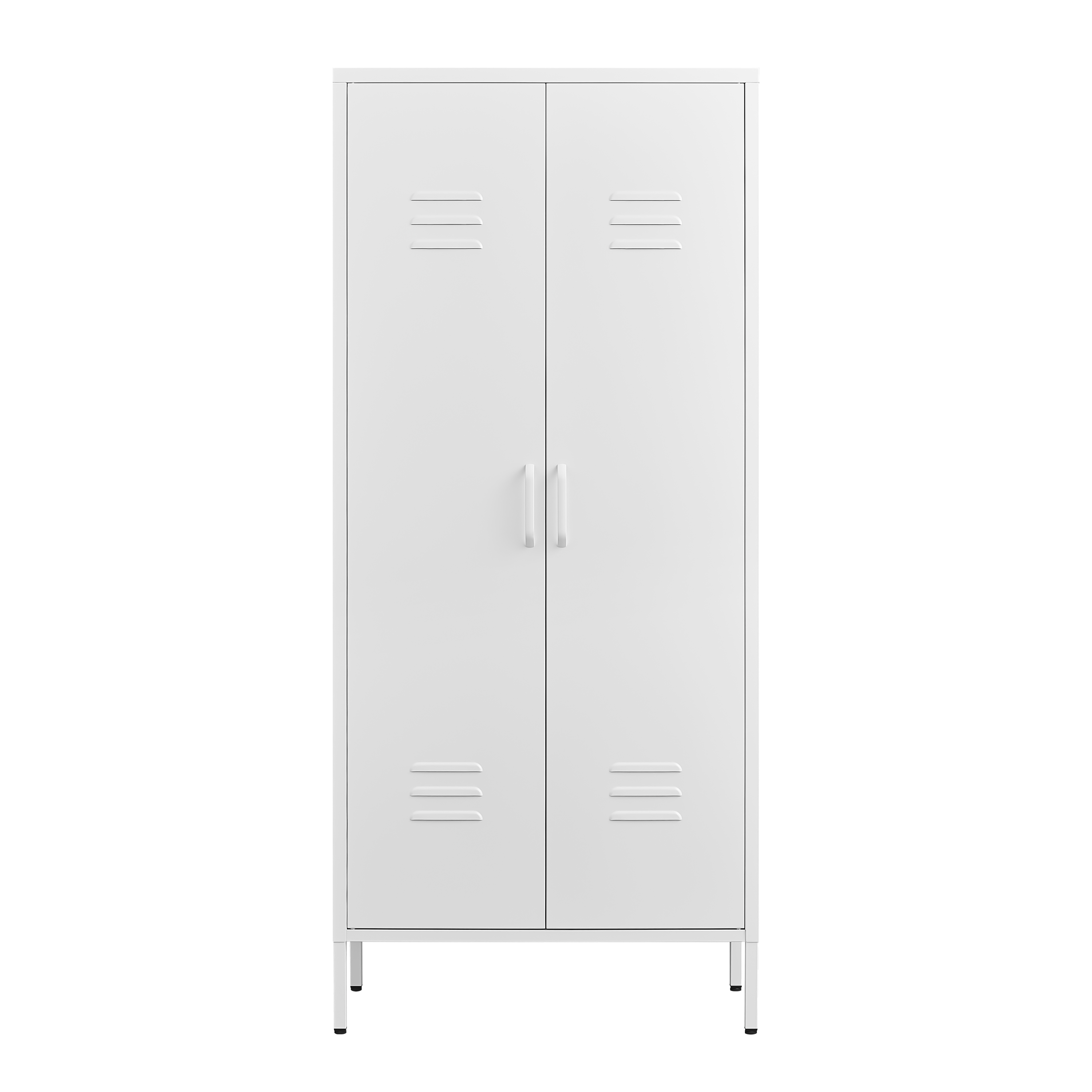 Modern Storage Cabinet with Adjustable Shelves, Magnetic Door Stopper, Aluminum Alloy Handles, and Breathable Design in White