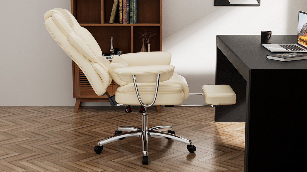 Office Chair, Big and Tall Executive Office Chair with Footrest, Leather Computer Chair, Ergonomic Reclining Chair High Back 