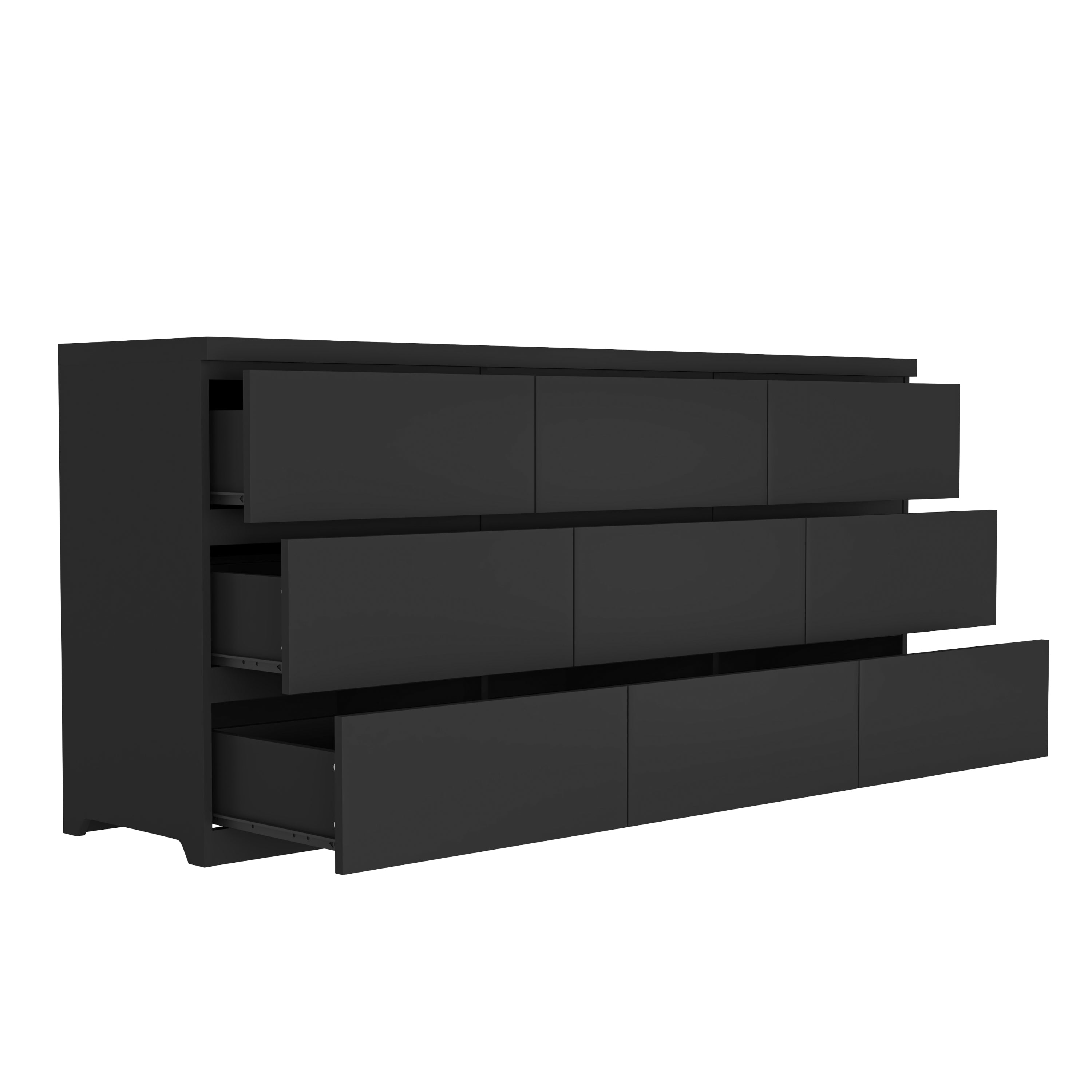 9 Drawer Dresser with No Handle Design, Modern Black Matte Wood Dresser for Bedroom, Storage Chest of Drawers for Living Room, Hallway, Entryway - Grand Goldman Shop