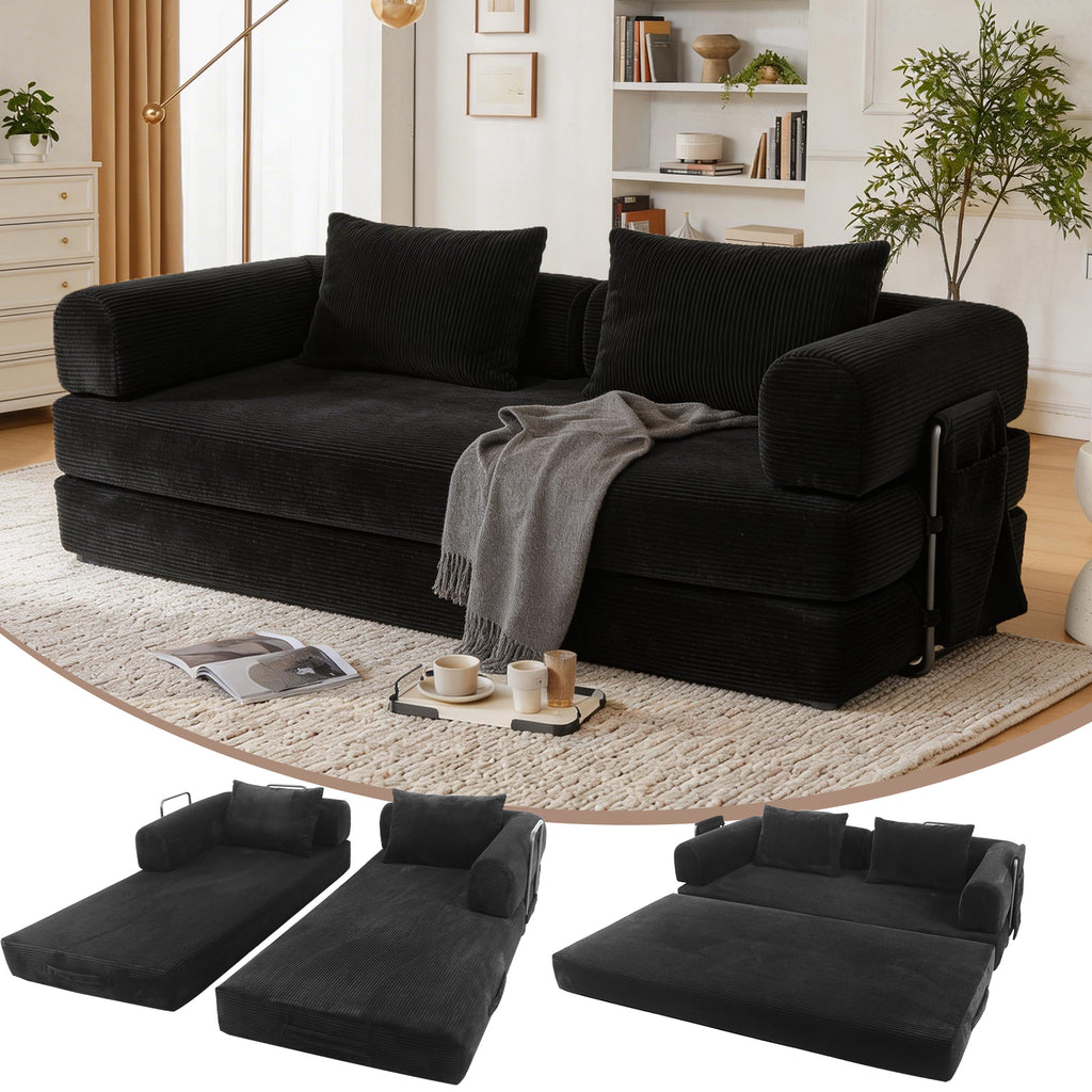 78 Inch Convertible Sleeper Sofa Bed, Futon Boneless Couch Lounge Loveseat with Pull Out Bed, No Assembly Required - Grand Goldman Shop