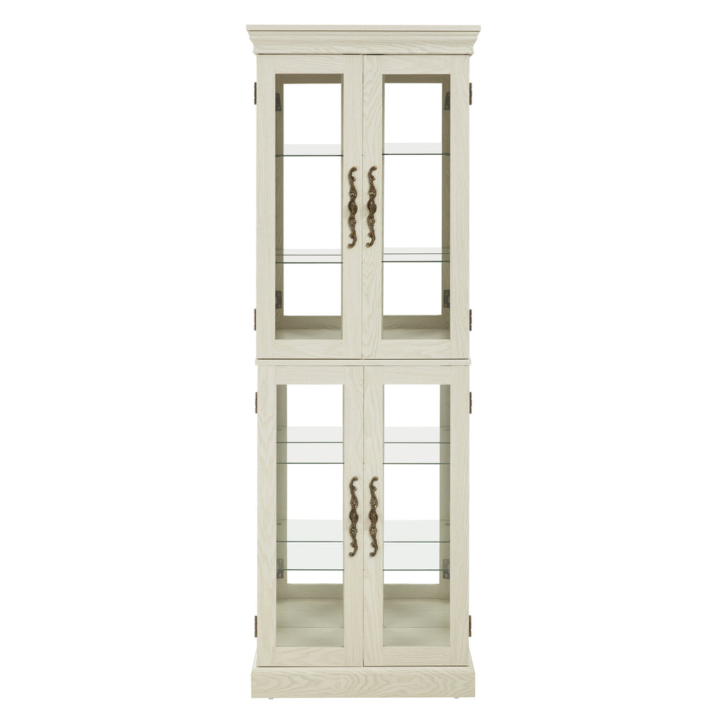 Lighted Glass Curio Display Cabinet,Display Cabinet,Glass Storage Cabinet Glass Wine cabinet Wood Frame Toy Display for Living Room, Kitchen, Pantry light bulb included Antique white - Grand Goldman Shop