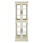 Lighted Glass Curio Display Cabinet,Display Cabinet,Glass Storage Cabinet Glass Wine cabinet Wood Frame Toy Display for Living Room, Kitchen, Pantry light bulb included Antique white - Grand Goldman Shop