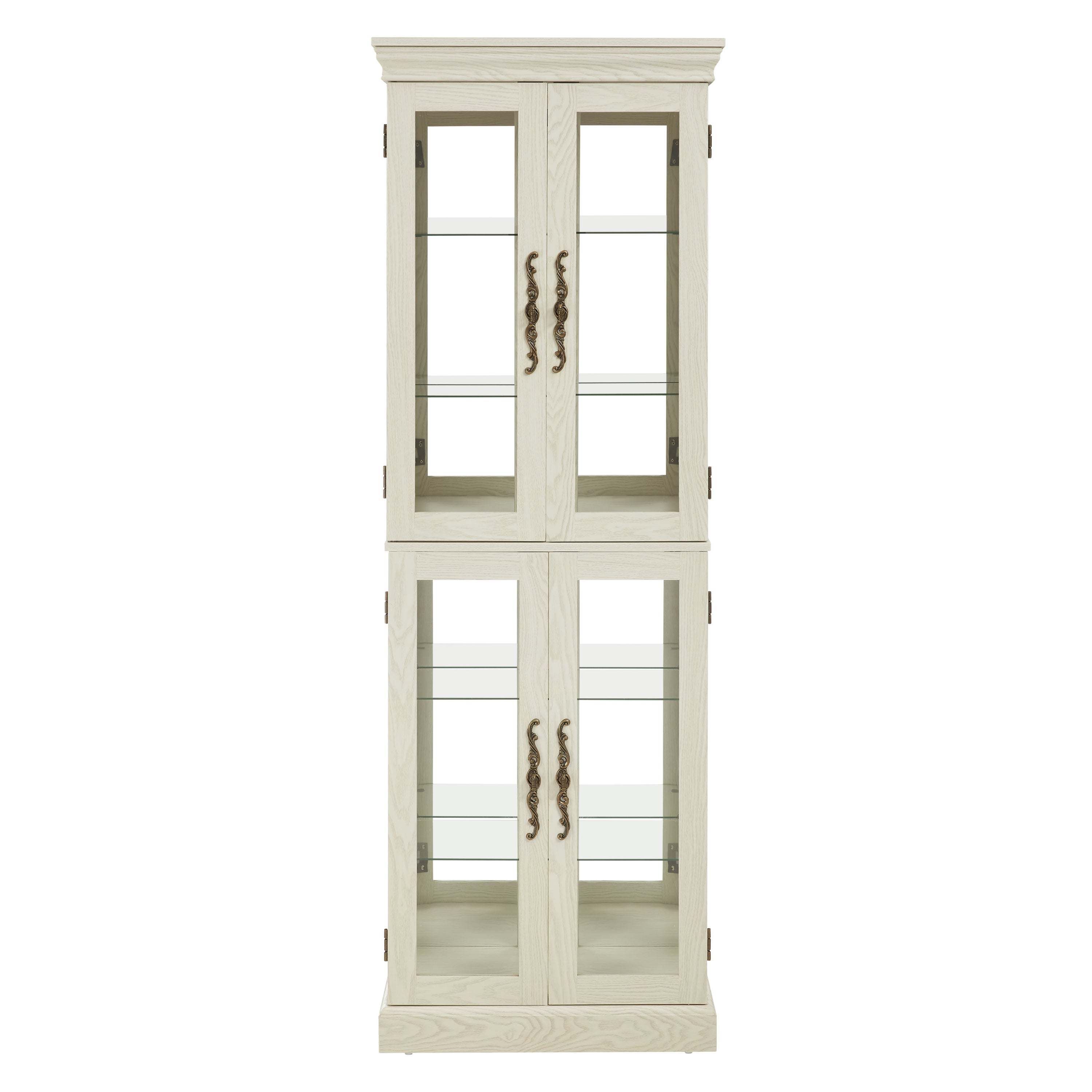 Lighted Glass Curio Display Cabinet,Display Cabinet,Glass Storage Cabinet Glass Wine cabinet Wood Frame Toy Display for Living Room, Kitchen, Pantry light bulb included Antique white - Grand Goldman Shop