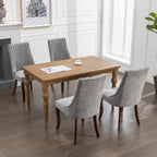 Rayon Cloth Flocking Linen Dining Chairs Channel Kitchen Dinner Chair Comfy Fabric Upholstered Accent Chair for Dining Room with Curved Solid Wood Legs,Set of 2 (Gray), SW1847GY - Grand Goldman Shop