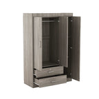3-Door Wardrobe with 2 Drawers, Wood Grain Effect in Gray(OLD SKU:LP006001) - Grand Goldman Shop