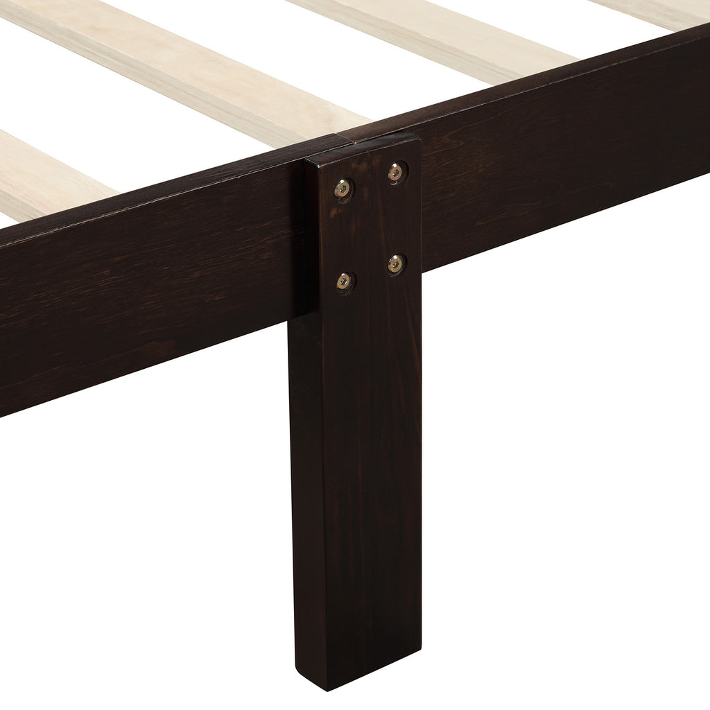 Minimalist Wood Platform Twin Bed Frame with Headboard and Footboard in Espresso - Grand Goldman Shop