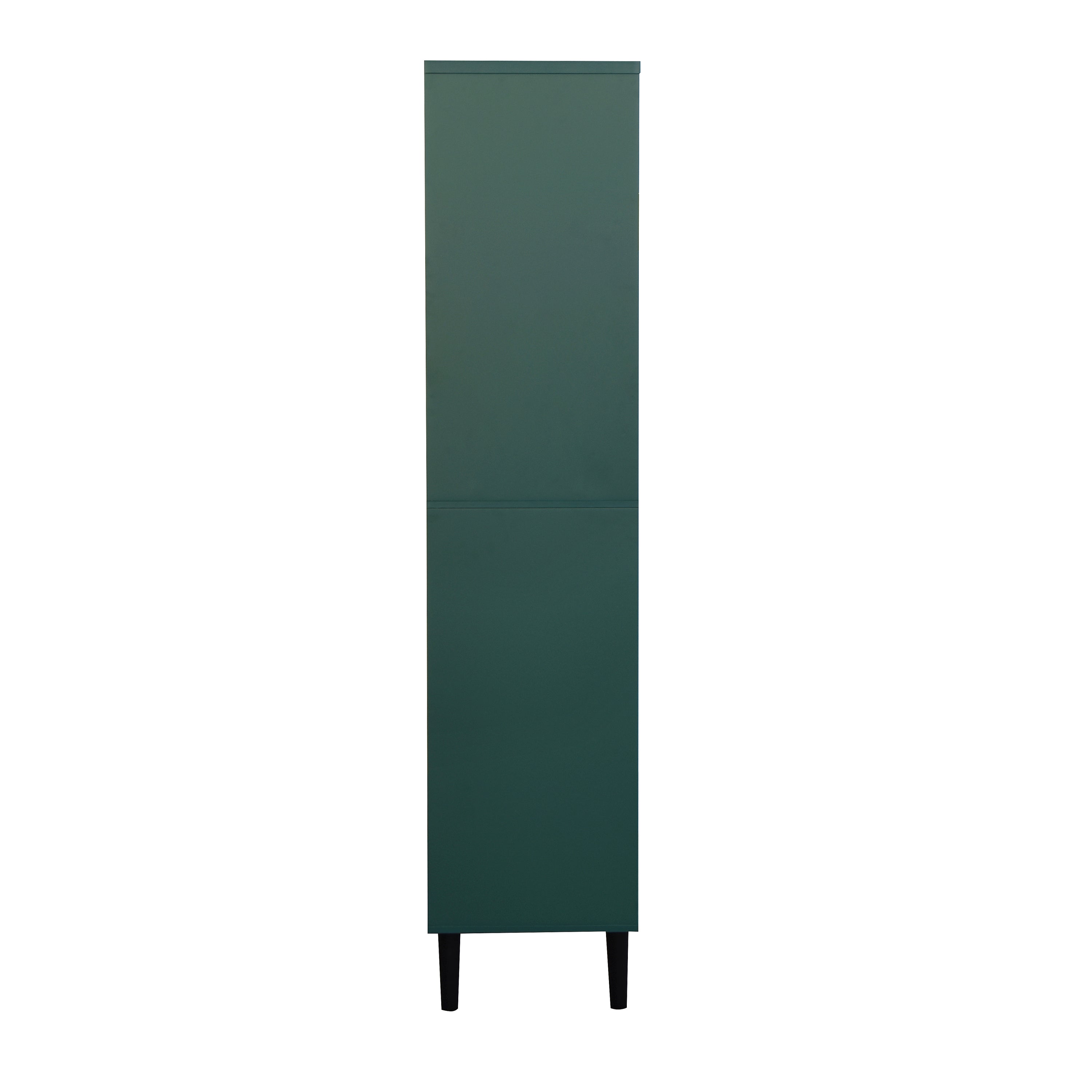 Tempered Glass Door Tall Storage Bookcase with adjustable board, 4 doors MDF painting finished cabinet, Green, Living room Bedroom storage - Grand Goldman Shop