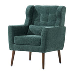 Modern Accent Chair,Chenille Arm Chairs for Living Room,Upholstered Mordern Armchair,Comfy Soft Padded Lounge Chair in Small Space, Bedroom, w/Pillow, Solid Wood Leg (Blackish Green) - Grand Goldman Shop