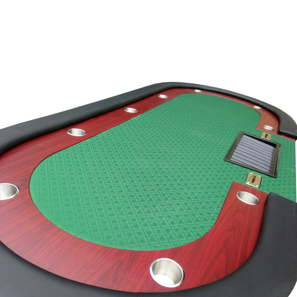 96' Luna Ultra Poker Table with Speed Cloth Racetrack Chip Tray Double DropBox Wooden Legs Green - Grand Goldman