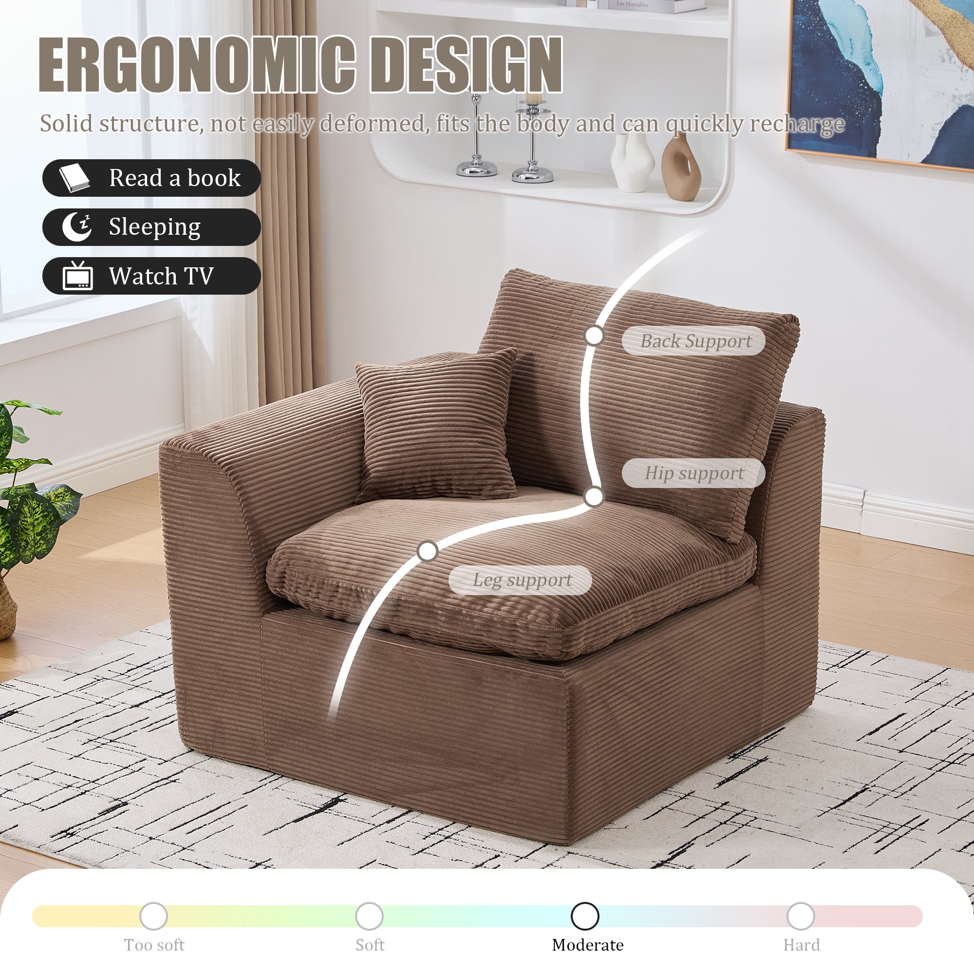 UNITED WE WIN Modular Sectional Sofa Cloud Couch,Comfy Cloud Modern Sofa,2 Seater with Cushion Covers Removable Furniture for Living Room Bedroom Apartments Dorms,No Assembly Required - Grand Goldman Shop