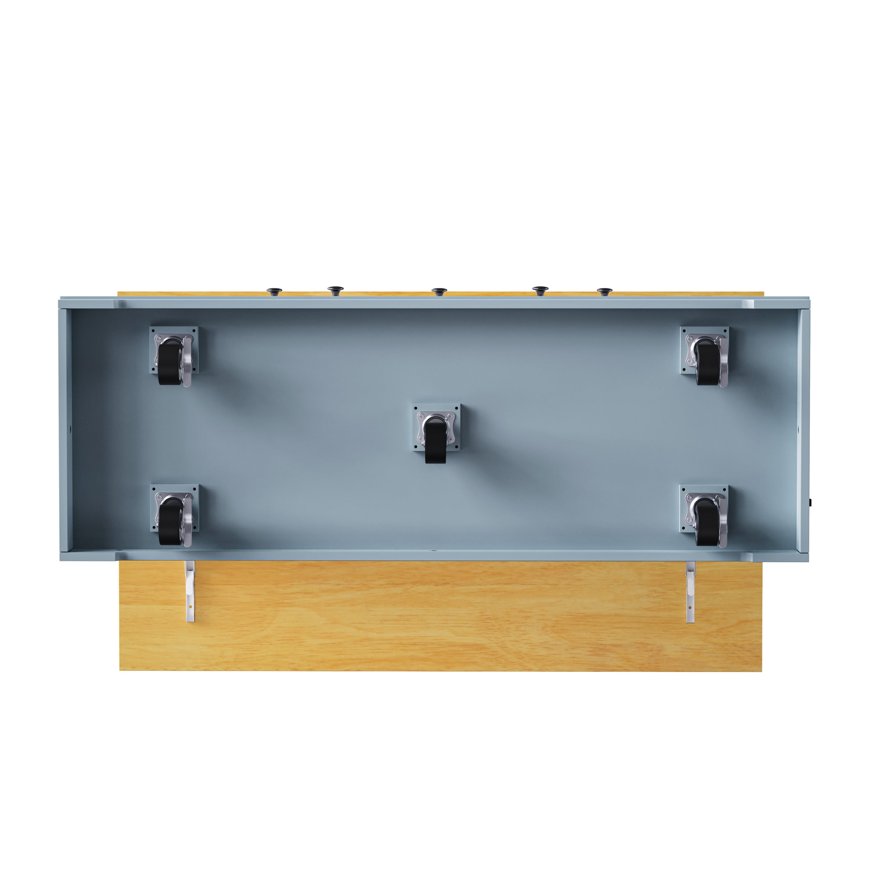 K&K 53inch Large Kitchen Island with 2 Bar Stools,Power Outlet,Door Internal Storage Rack,Kitchen Storage Cart on 5 Wheels with Drop Leaf,5 Open Side Racks,3 Drawers,Grey Blue (Three Packages) - Grand Goldman Shop